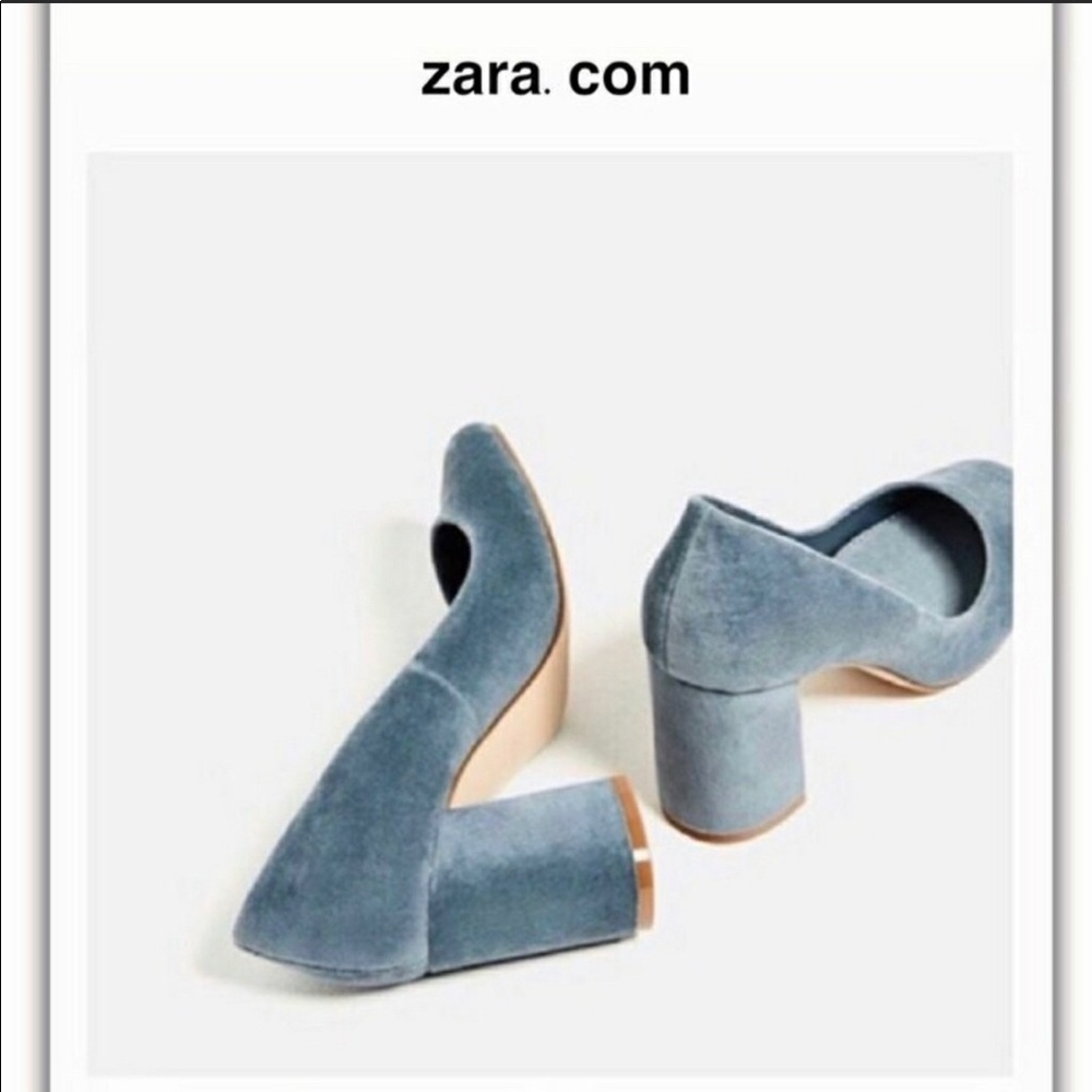 Zara Blue Velvet Heels